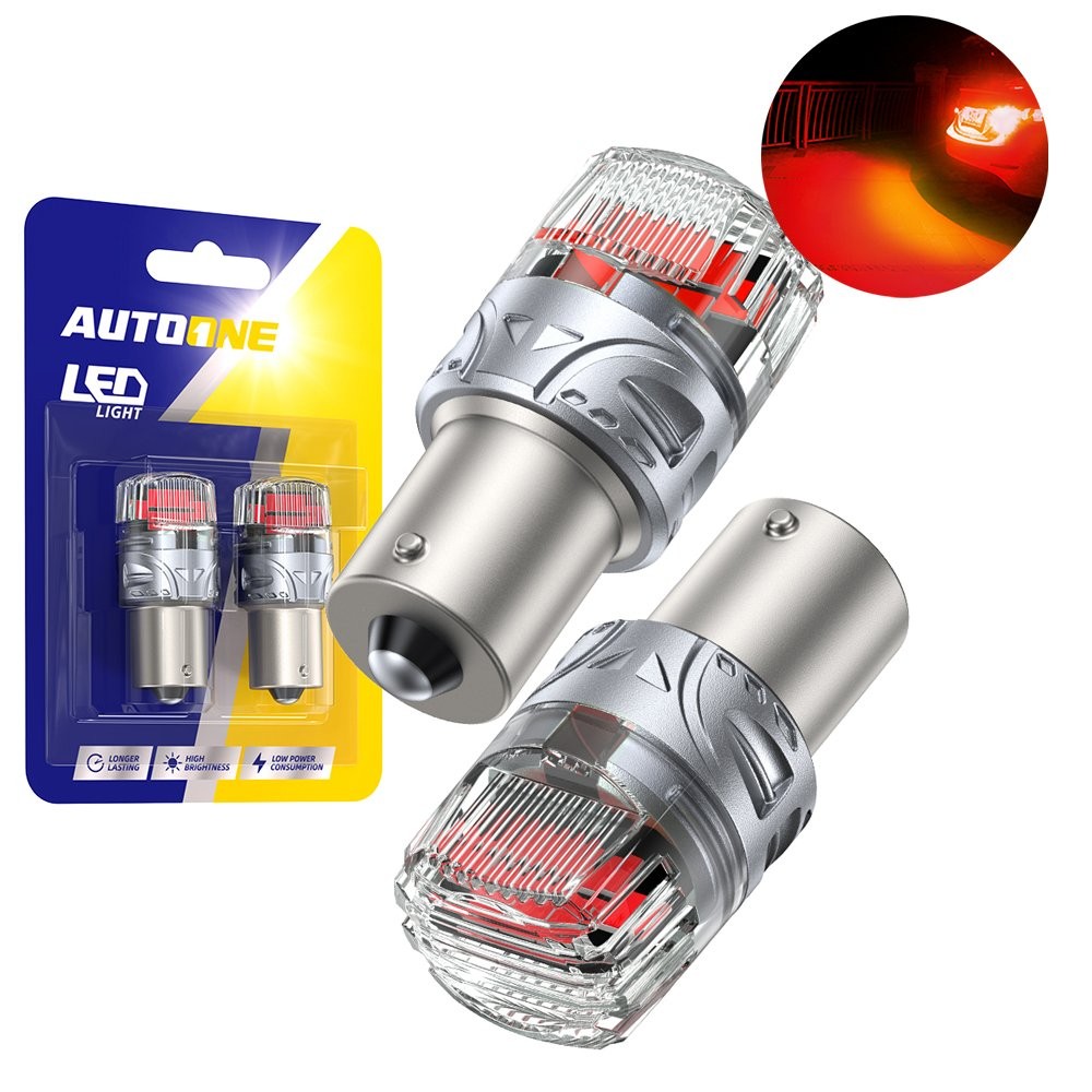 Pair 1156 Red Lamp LED Brake Stop Tail Blinker Light Bulb Plug&Play Silver-Body