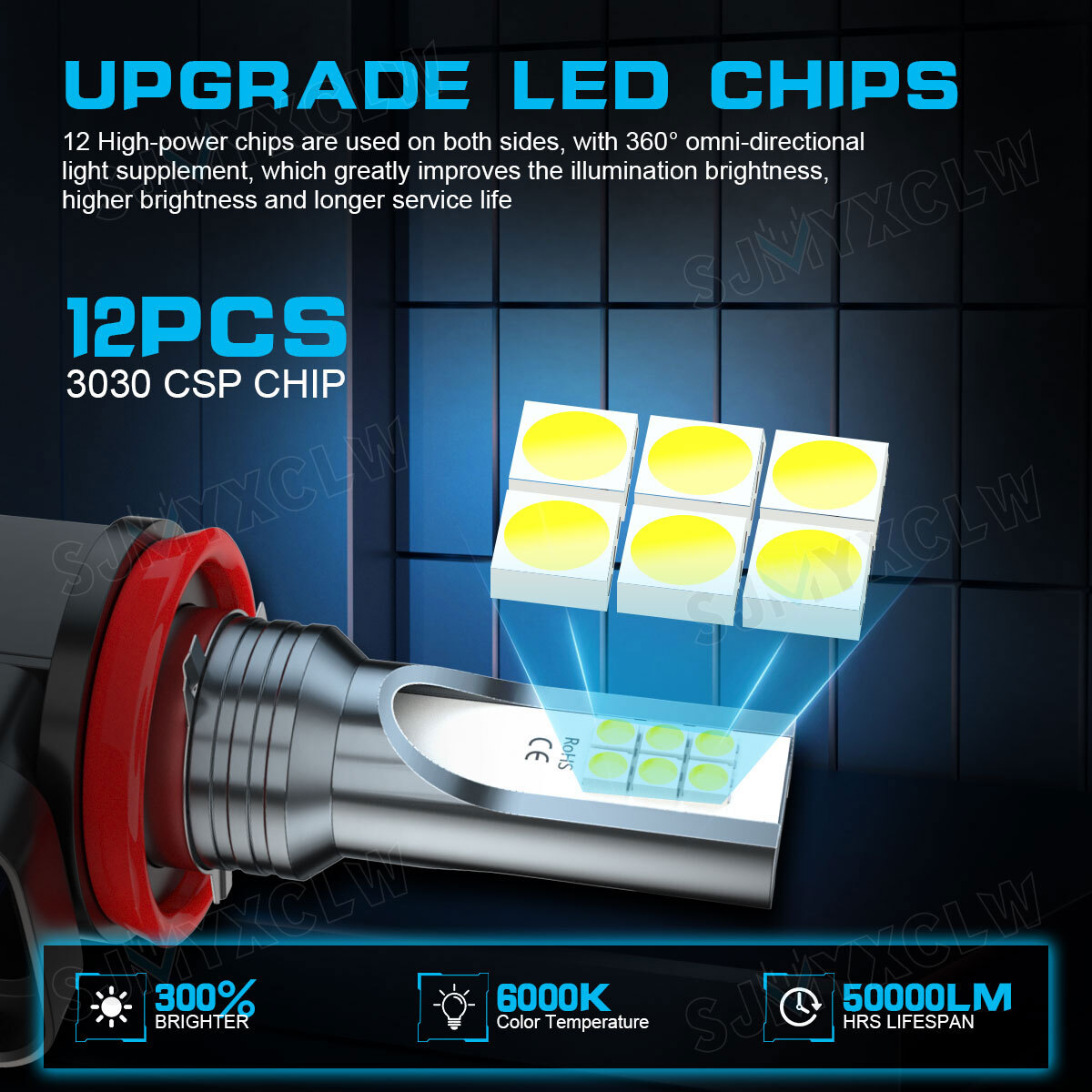 For Mitsubishi Lancer 2008-2015 6X LED Faro Alto/Bajo + Bombillas antiniebla