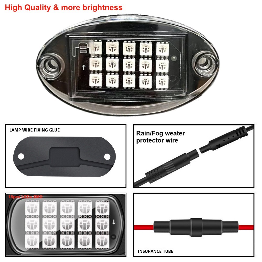 APP RGB LED Rock Lights Kits for Pickup Off-Road Truck ATV UTV JP Chassis Lights