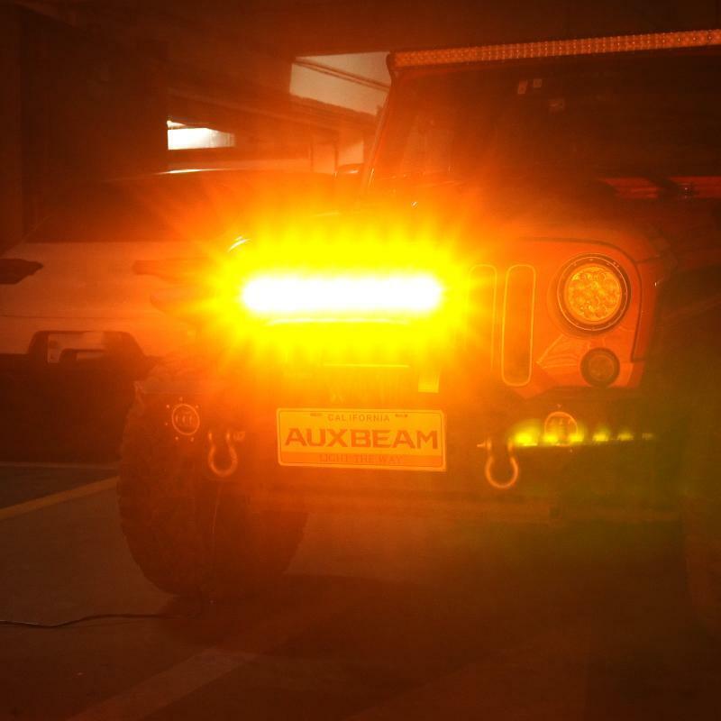 AUXBEAM 20″ LED Work Light Bar Strobe Flash Amber for Jeep Wrangler JK TJ CJ YJ