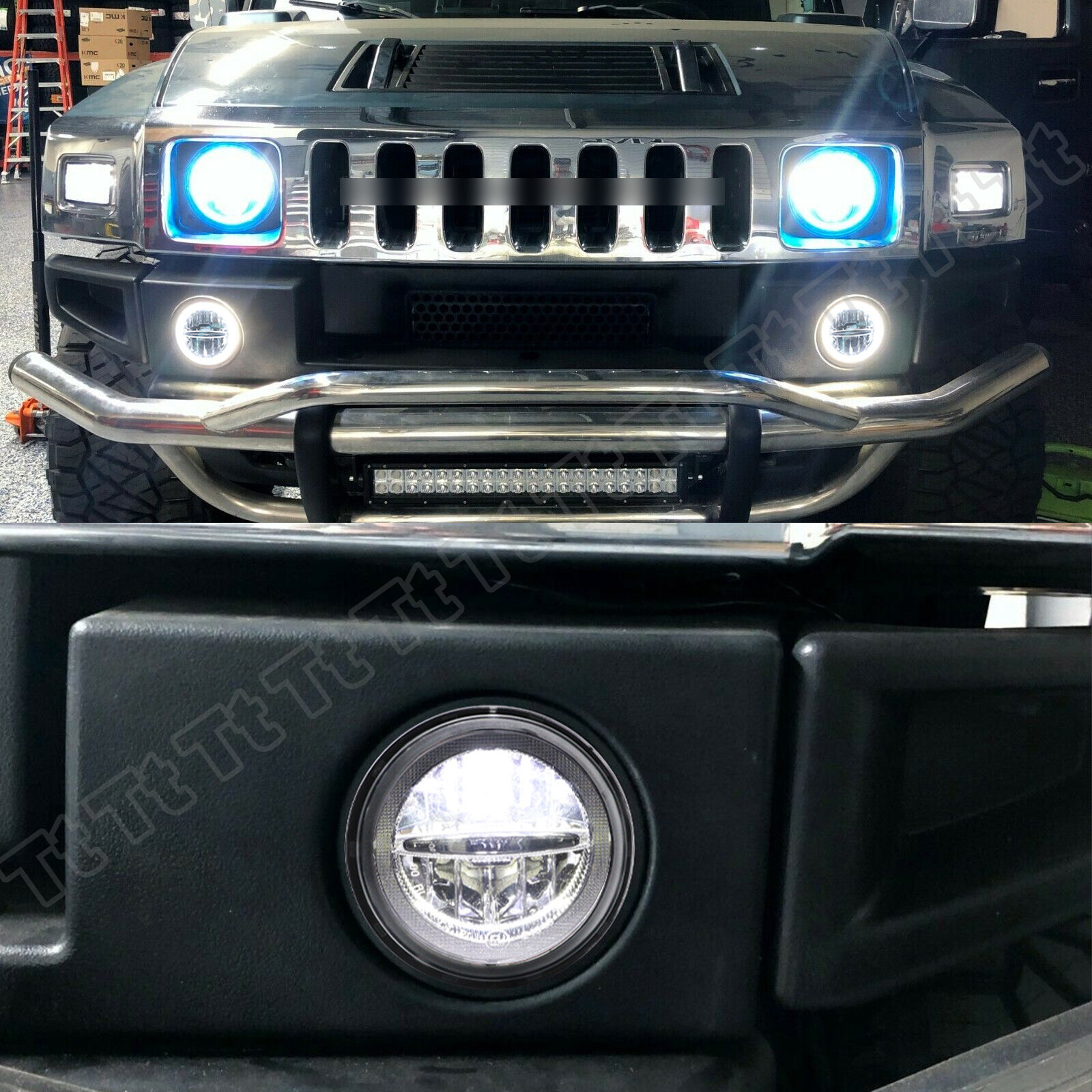 For 03-2009 Hummer H2 LED Halo Ring DRL Driving Fog Daytime Running Light Lamp A