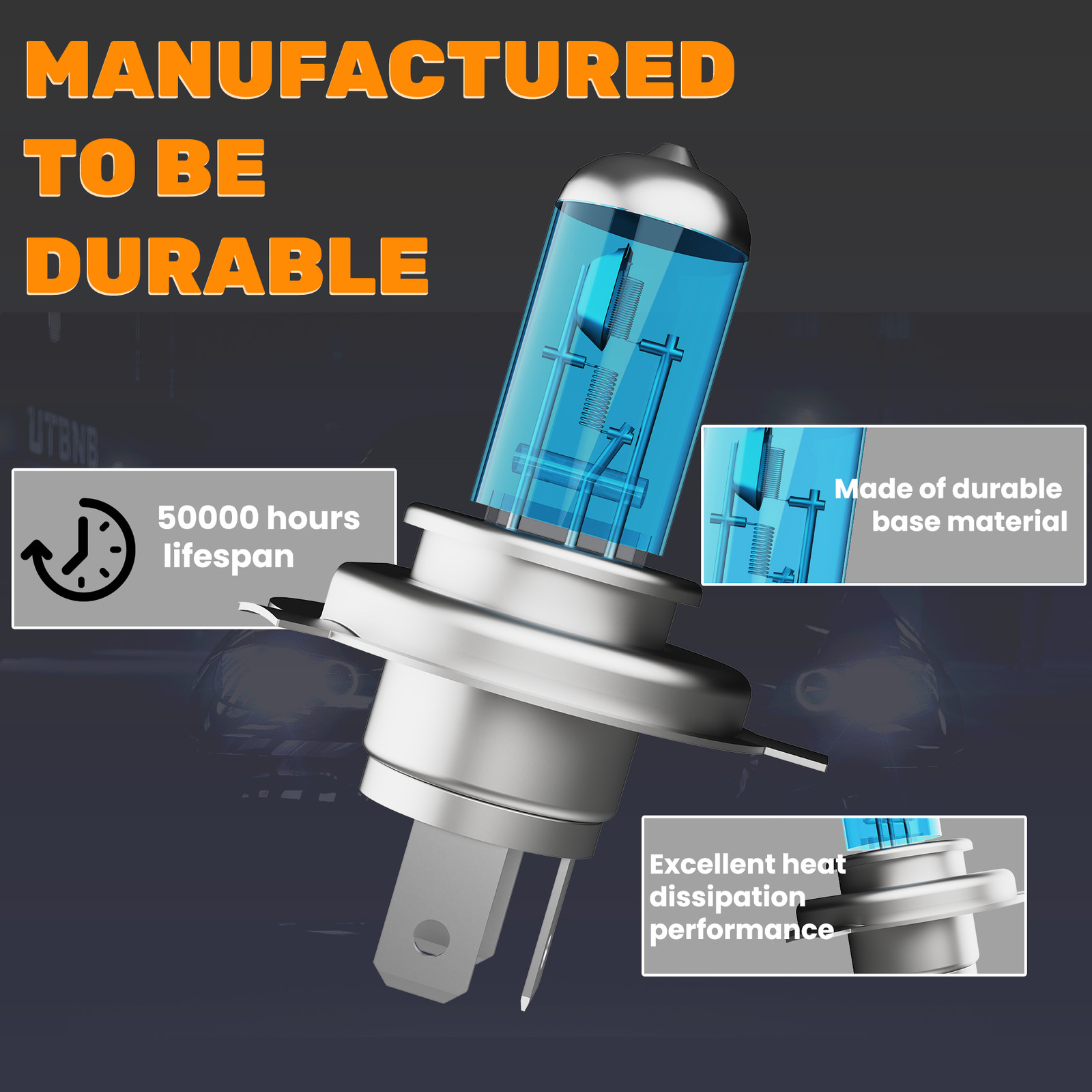 2PCS H4/9003 Halogen Headlight Bulbs Kit High/Low Beam 5000K Warm White Bright