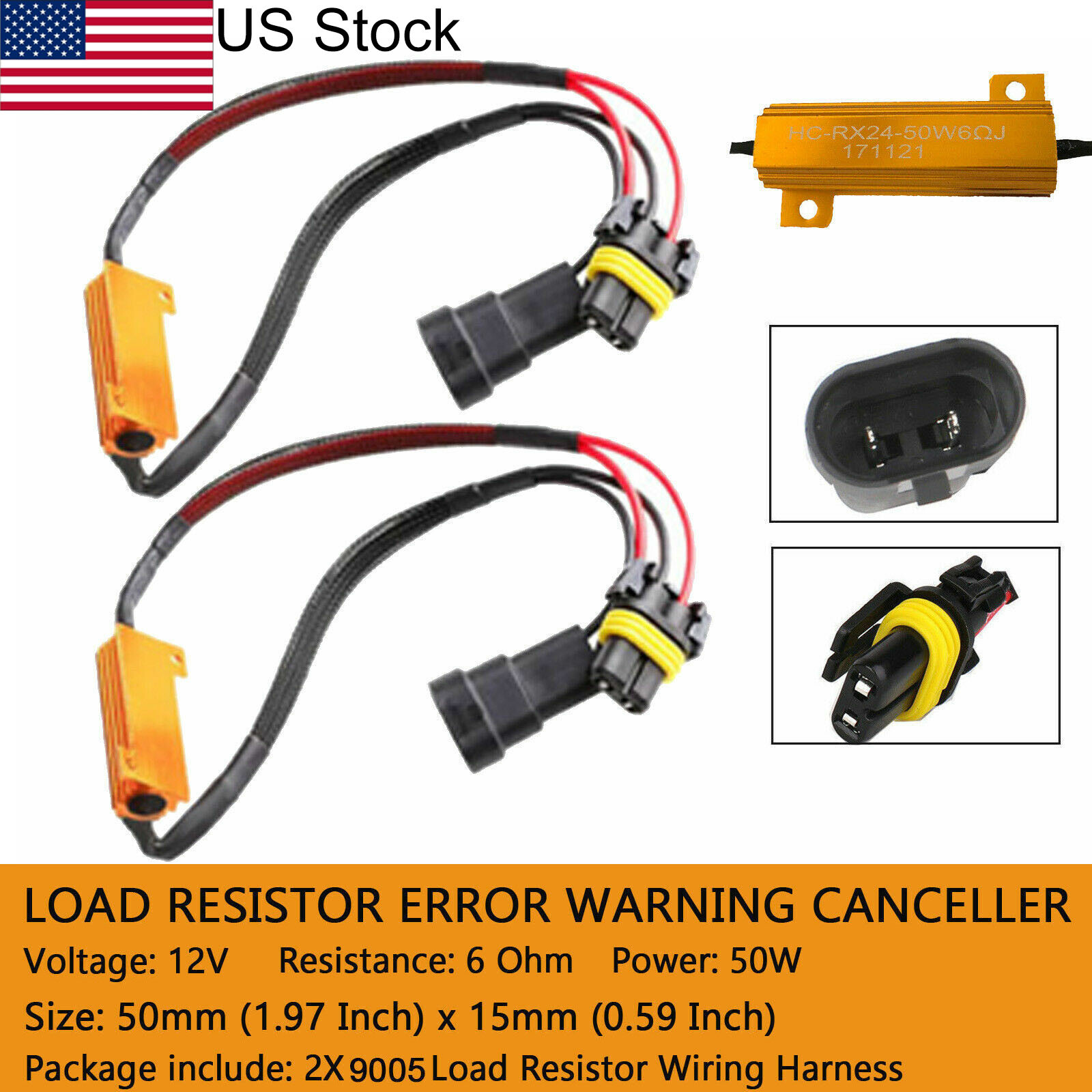 2Pcs 9005 HB3 Error Free Canbus LED Headlight Fog Light Bulb DRL Load Resistor