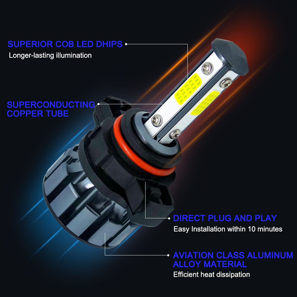 2pcs 5202 LED Headlight Bulbs 6000K Super Bright Pure White Fog Light Bulb Kit