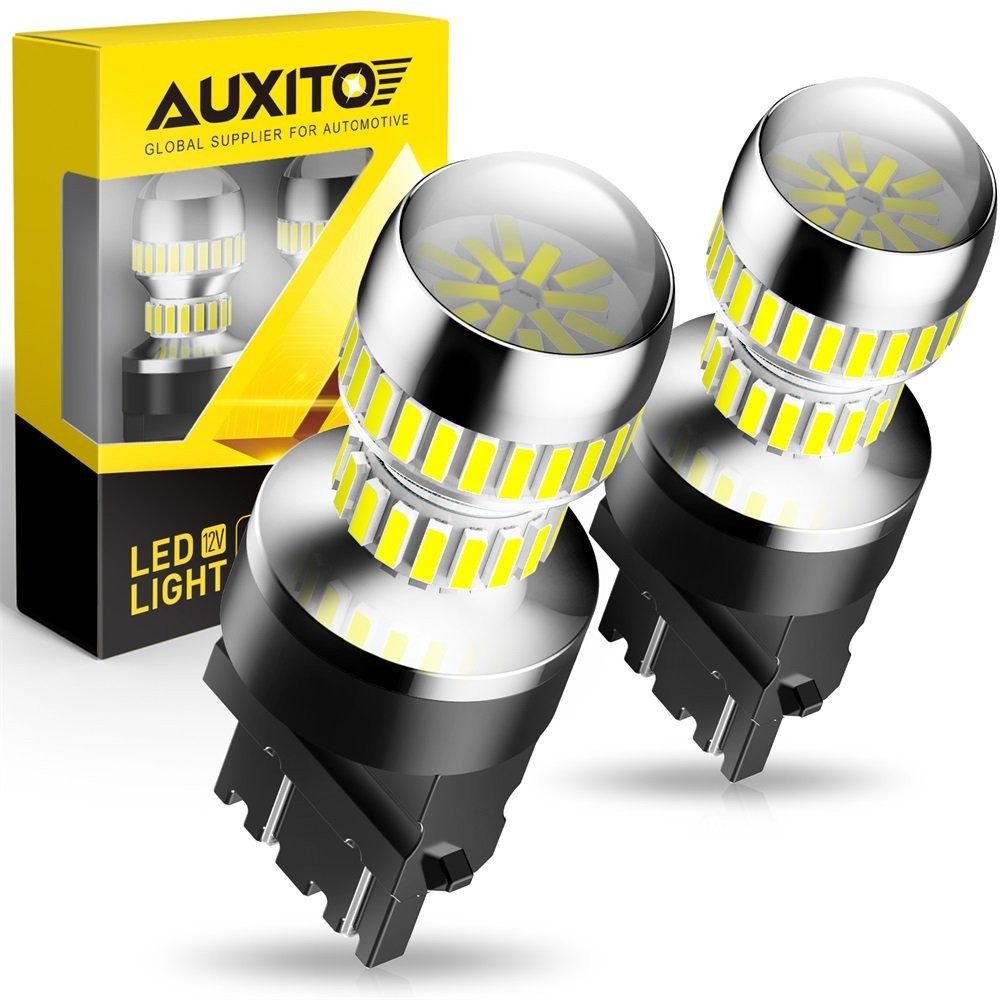2Pcs White 3157 3457 3057 Signal 54SMD Backup Reverse Tail Turn LED Light Bulbs