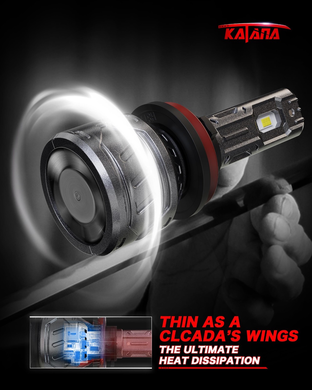 KATANA 9005 H11 Bulbs Combo, 800% Brightness 6500K White Plug and Play 1:1 Size