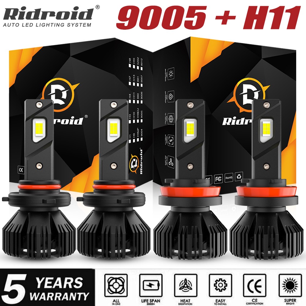 H11 9005 LED Headlight KIT Combo Bulbs 6500K High&Low Beam Super Bright White