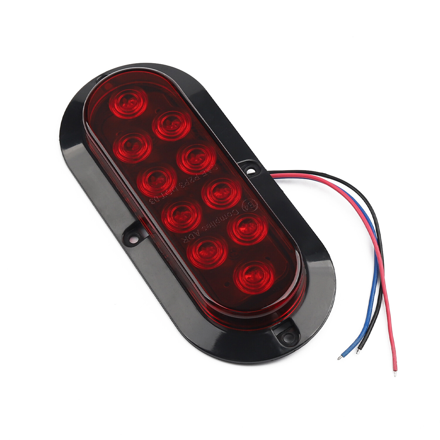 2 Red 6″ Oval Trailer Lights 10 LED Stop Turn Tail Truck Sealed Grommet Plug DOT