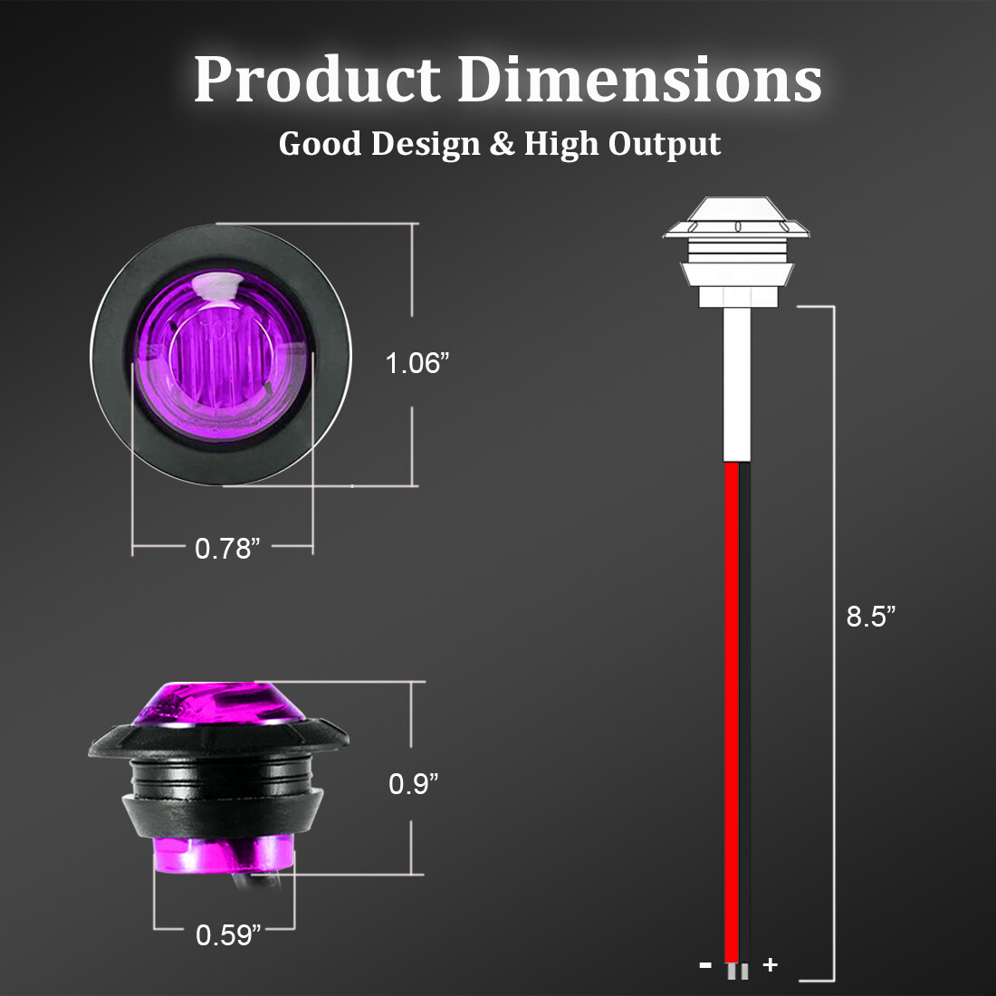 LED Side Marker Lights 3/4″ Truck Trailer DRL Round Bullet Side Clearance Light