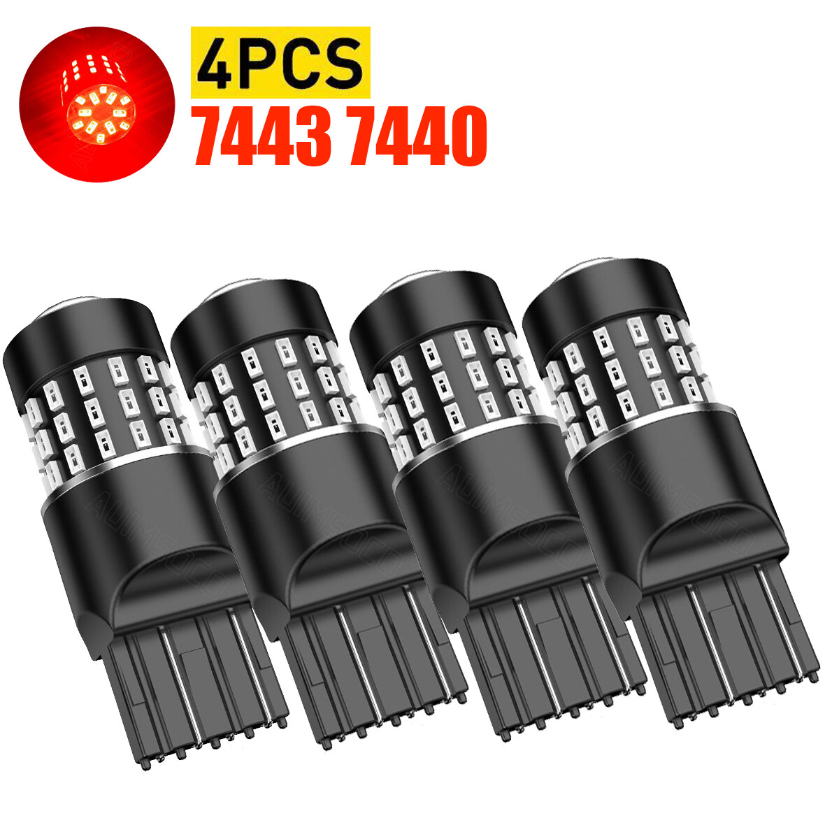 4X 7440 7443 Bulbs RED Anti Flash Brake Tail Stop Light LED Bulb For Honda