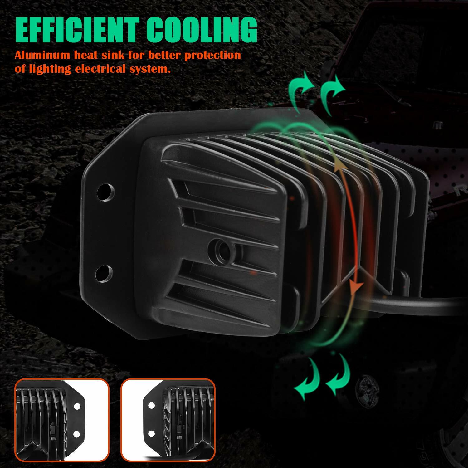 2X 5″ 300W Flush Mount LED Lights Pods Backup Reverse Rear Bumper Off Road 4WD