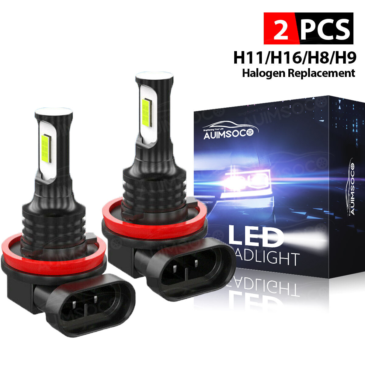 H11 LED Headlight Super Bright Bulbs Kit 8000K White 330000LM High Low Beam Lamp