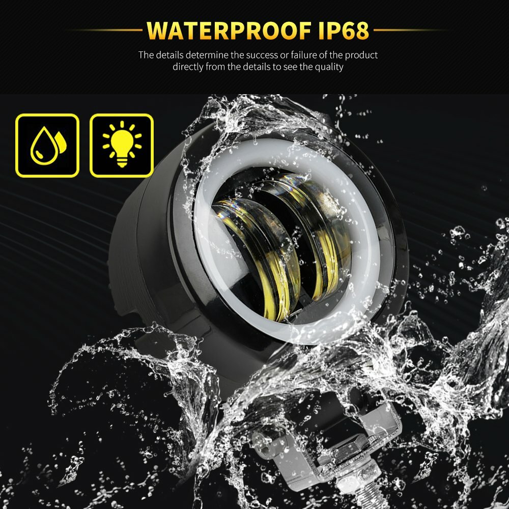 3“ LED Round Halo Light Bar Spot Work Pods Driving Fog for Offroad ATV SUV 4WD