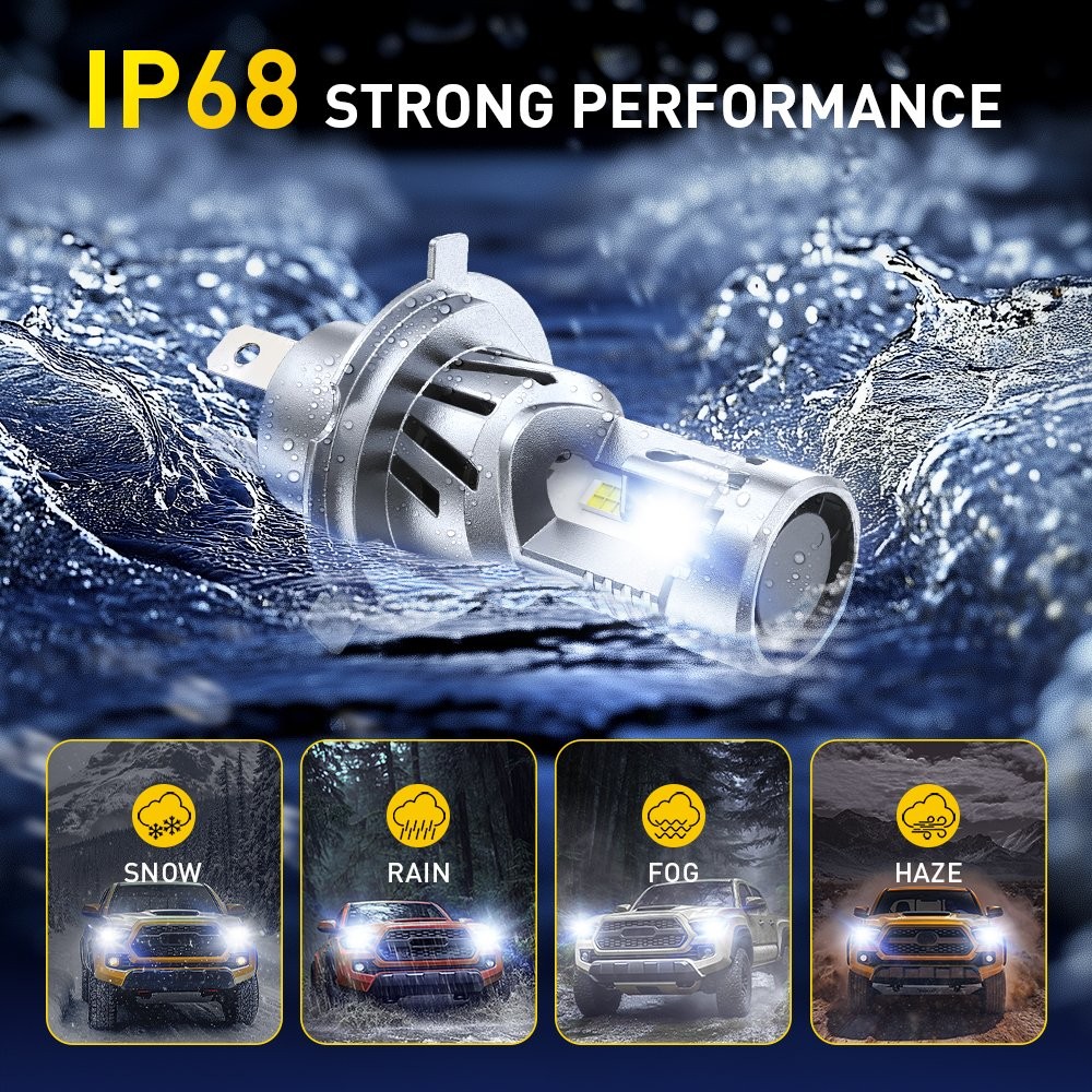 H4 9003 LED Headlight Bright Bulbs Kit White 6500K 48000LM High Low Beam 2-10X