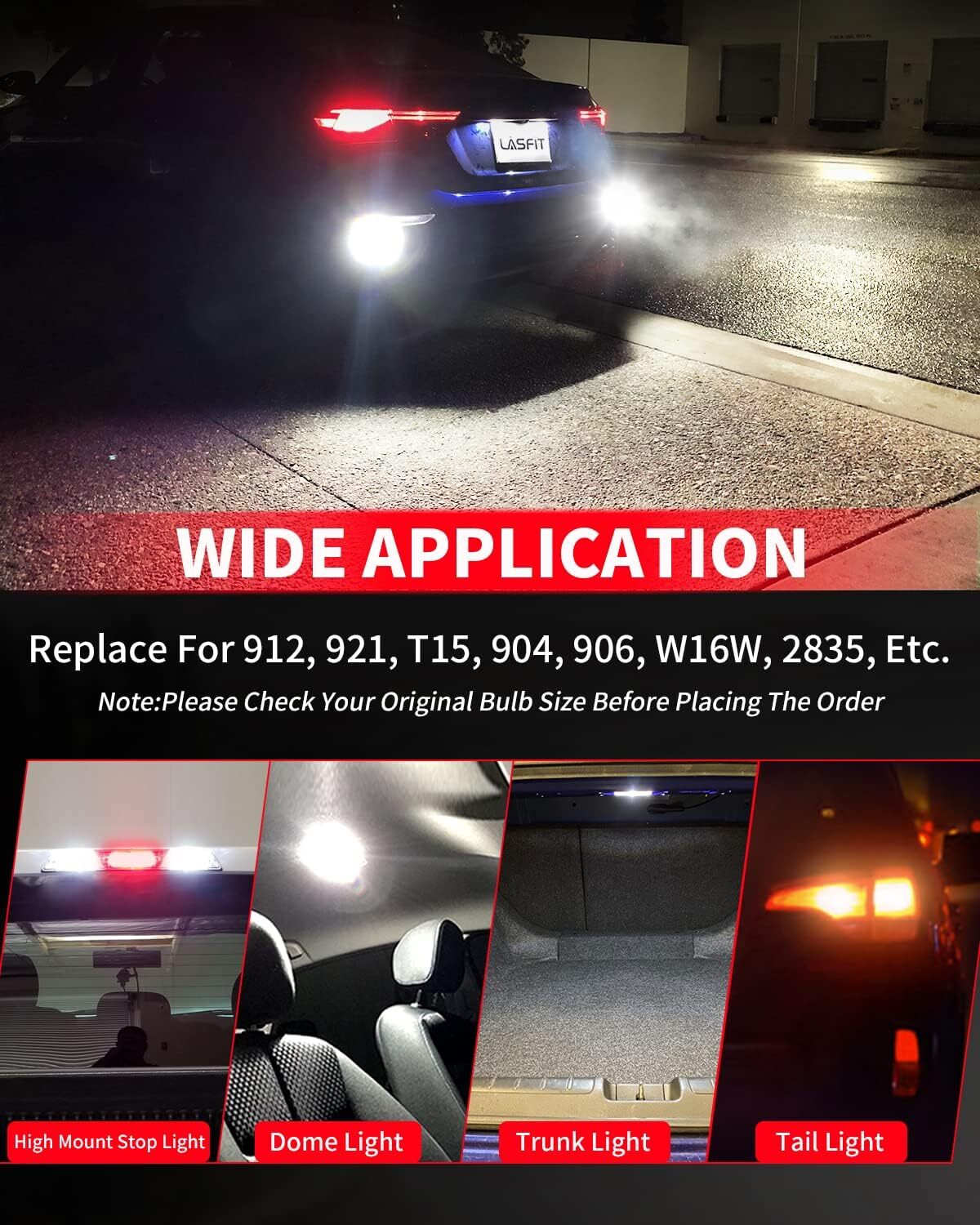 Pair GloDrv 921 912 T15 W16W LED Backup Reverse Light 2400LM Super Bright White
