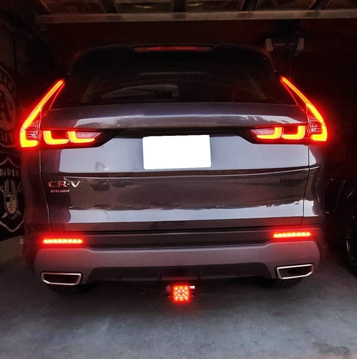 Red Lens Full LED Tail/Brake/Signal Rear Bumper Reflectors For 23-up Honda CRV