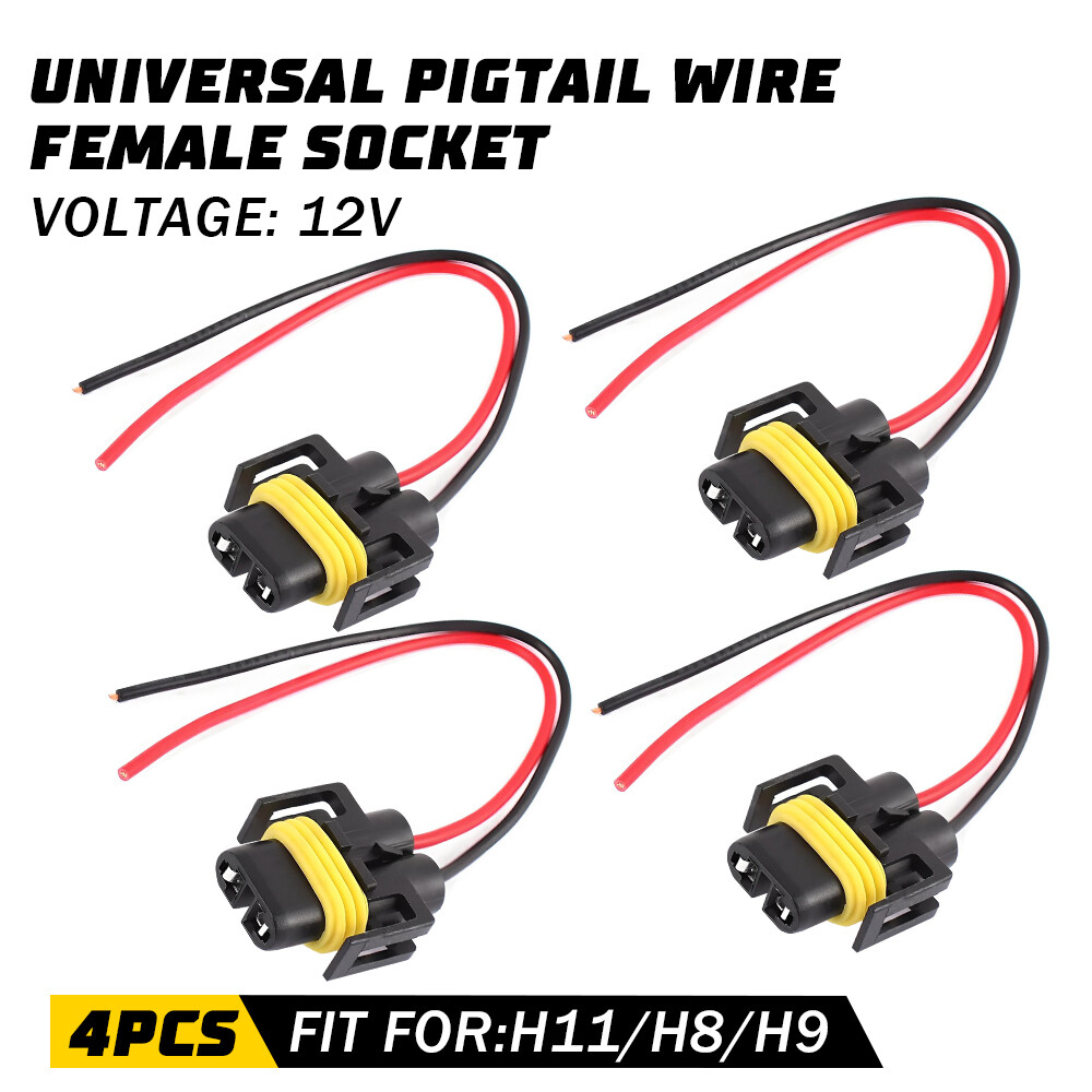Wire Pigtail Female S H11 Two Harness Head Light Low Beam Socket Connector Plug
