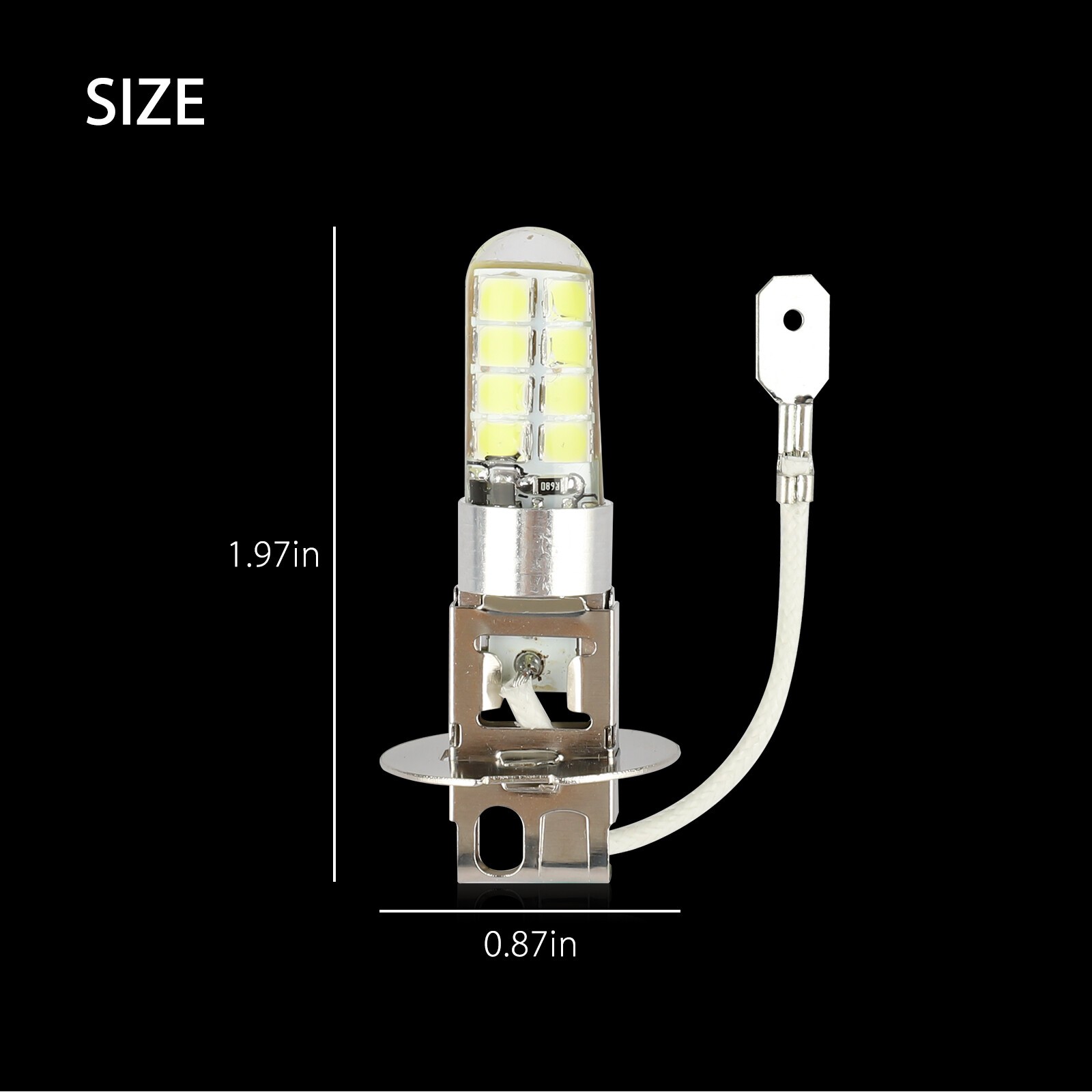 2PCS H3 16-SMD LED Fog Driving Light Bulbs Conversion Kit DRL 6000K Bright White