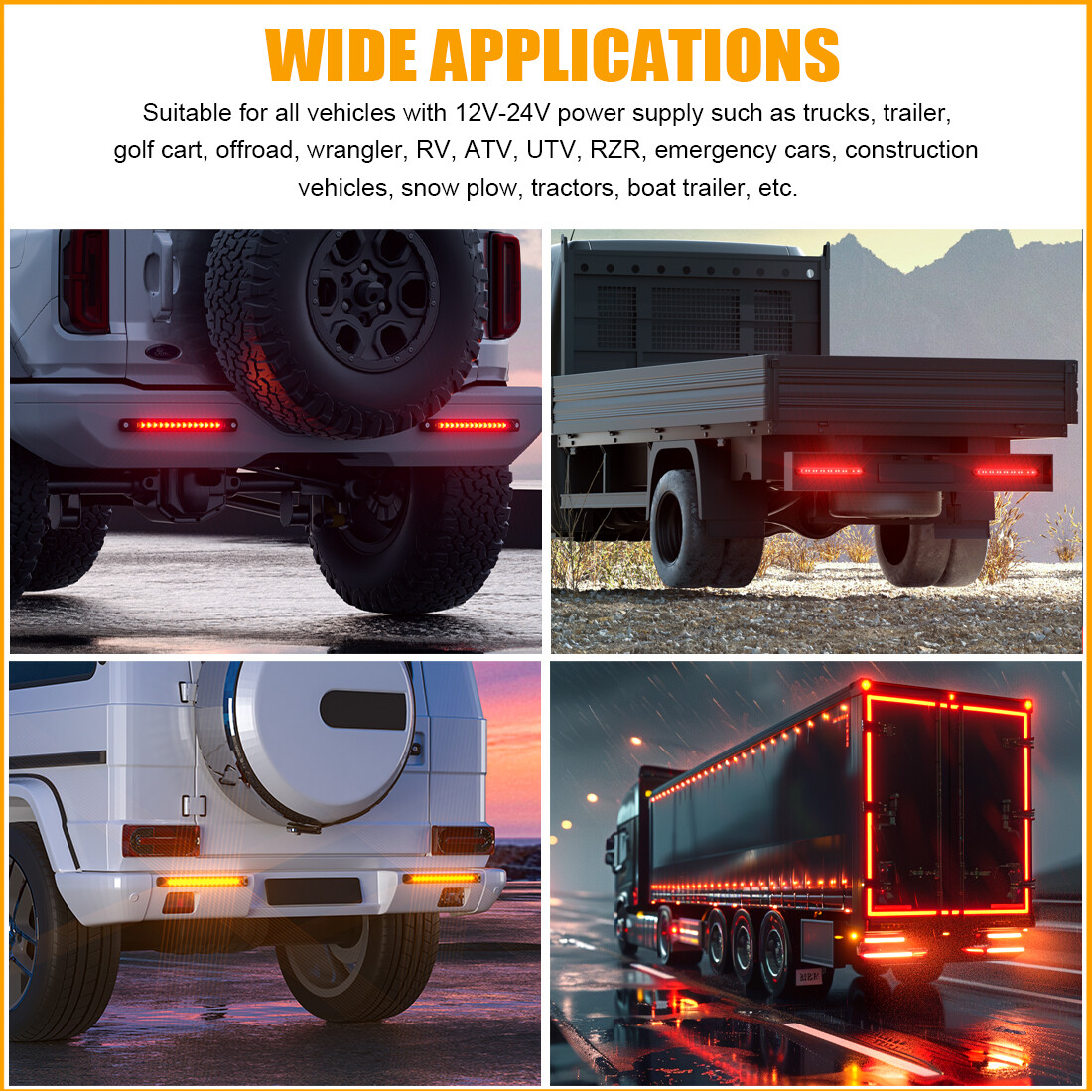 10″ LED Truck Trailer Light Bar 3-in-1 Sequential Turn Signal Brake Tail Lights