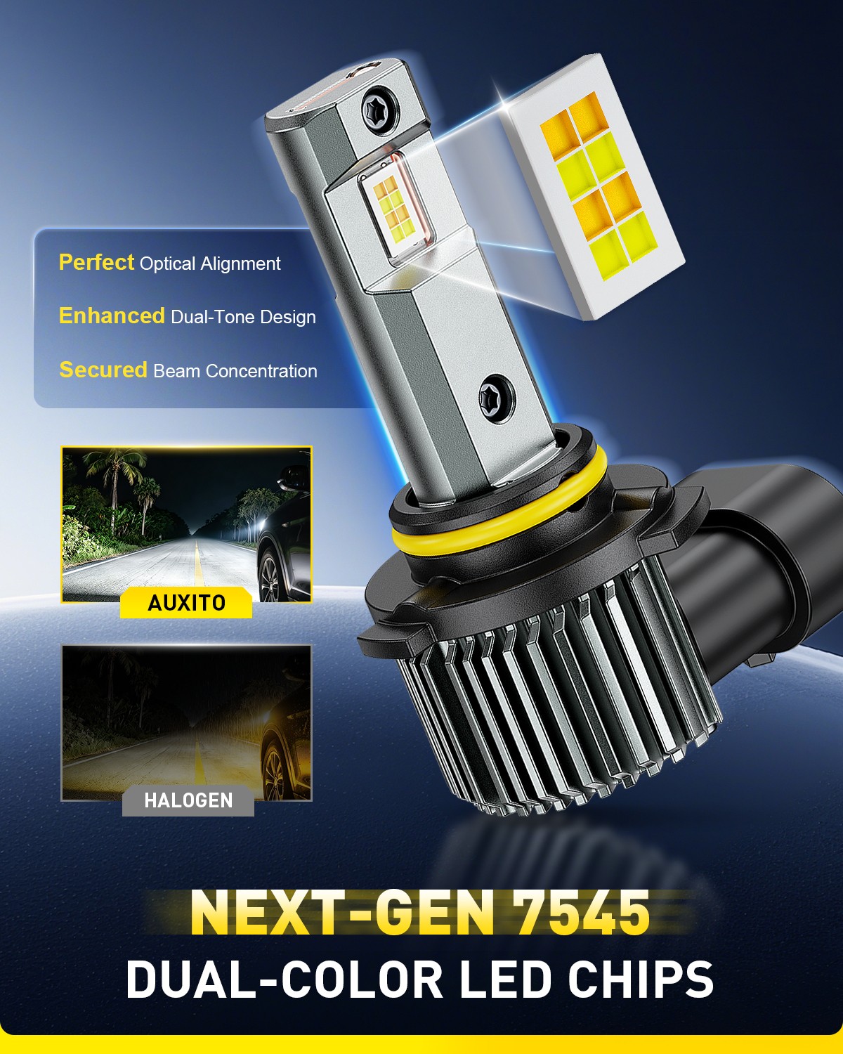 AUXITO 9005 HB3 Switchback White Yellow Daytime Running Light Bulb Fog Lamp 100W