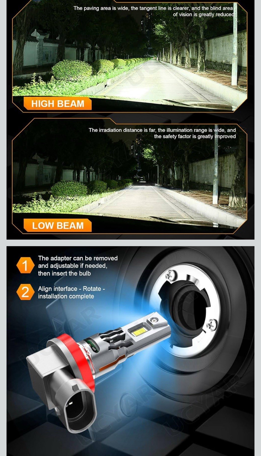 H7+H7 LED Headlight+H11 H8 Fog Bulbs Combo Kit Super Bright For Hyundai & Other