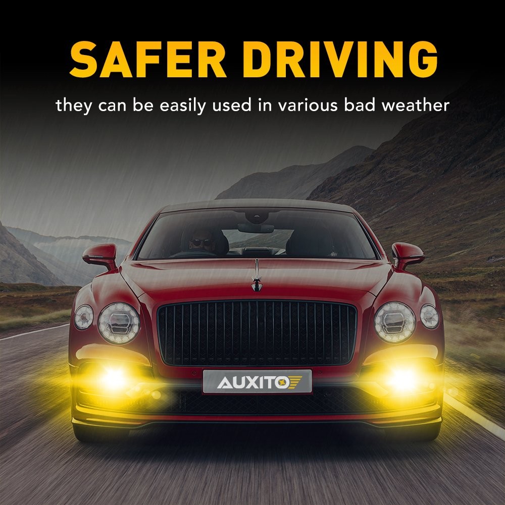 2-20X LED Fog Daytime Running Light Bulb H8/9/11 3000K Amber Super Bright AUXITO