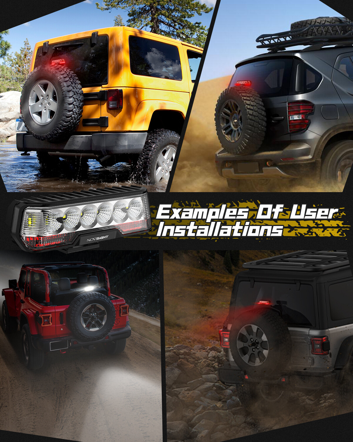 1x NOVSIGHT 6 Inch LED Light Bar Reverse Brake DRL Offroad Lamp IP68 Waterproof