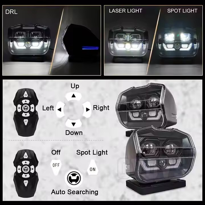 60W Searchlight 360 Degree Rotating Wireless Remote Control For Auto Moto roof