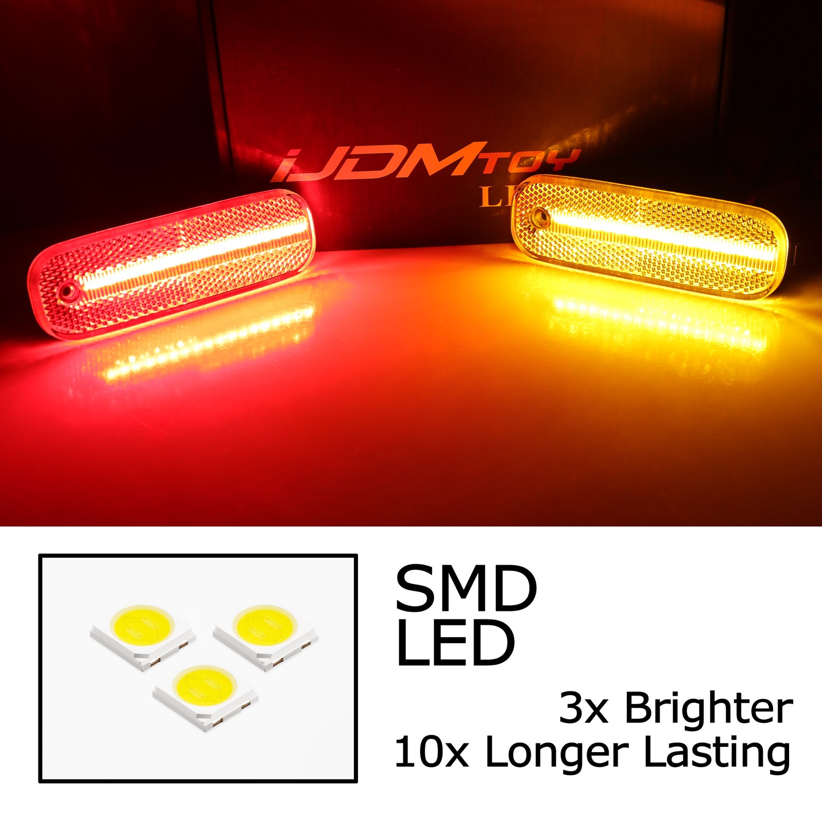4pc Clear Lens Amber & Red Full LED Strip Side Marker Lights For Infiniti G20