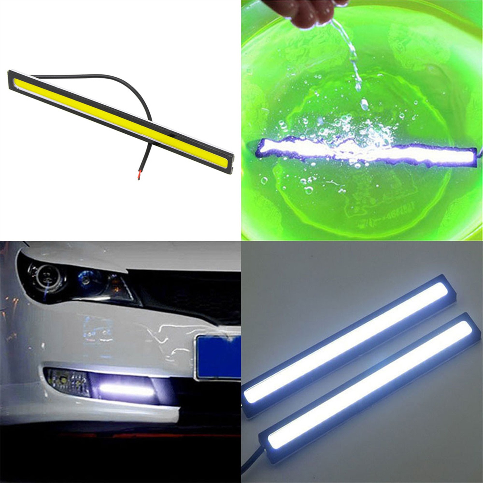 12V LED STRIP DRL DAYTIME RUNNING LIGHTS FOG COB CAR LAMP DRIVING WHITE US