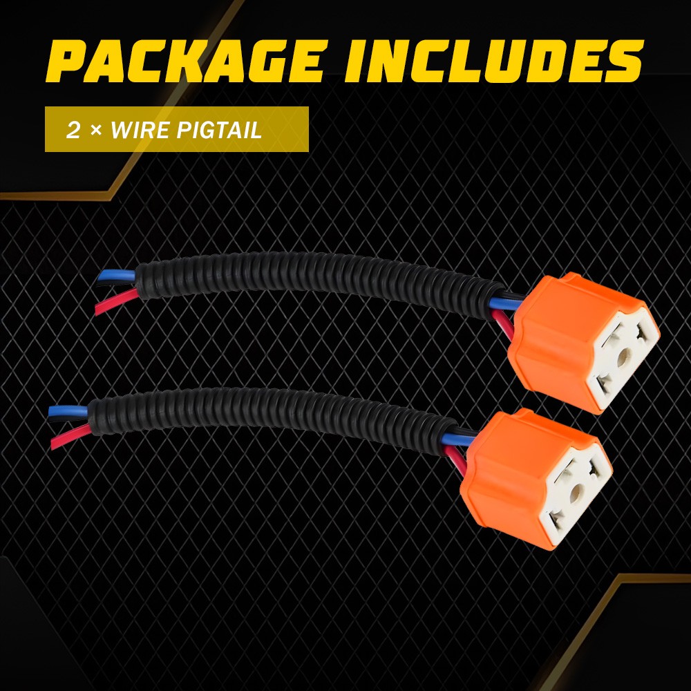 Female H4 9003 Ceramic Headlight Bulb Sockets Wire Pigtail Harness Plug 2-10X