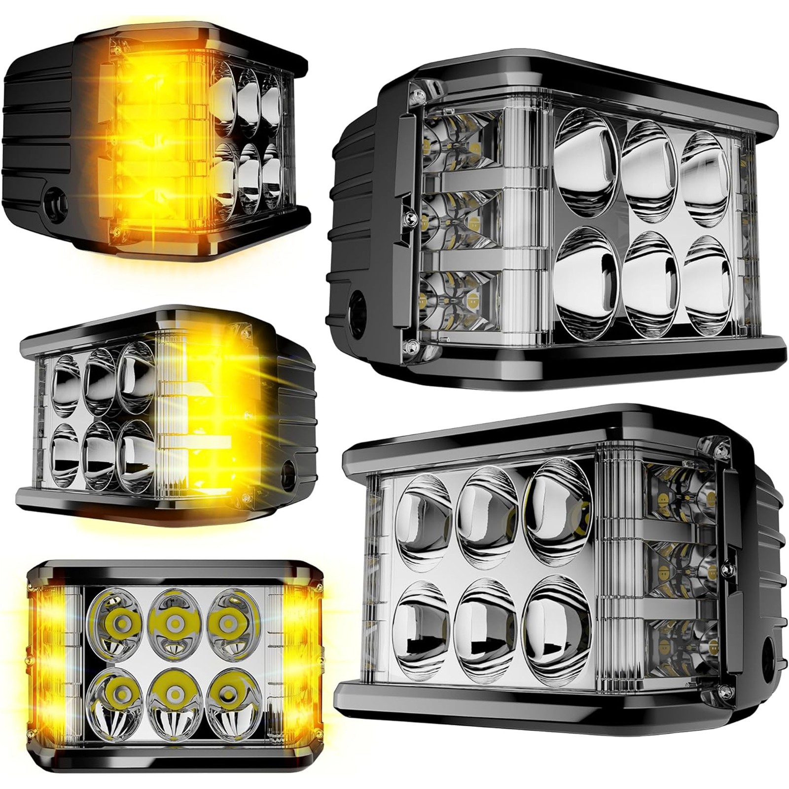 Side Shooter LED Pod Light 4 inch Off Road LED Light Pods with Dual Yellow DRL