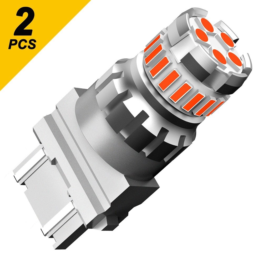 4PCS 7443 7440 LED Red Strobe Flash Blinking Brake Stop Tail Parking Light Bulbs