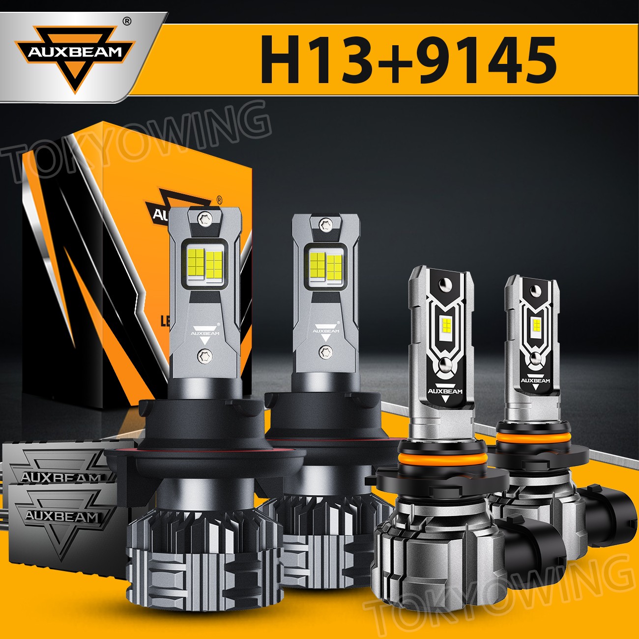 AUXBEAM Canbus H13 9008 LED Headlights High Low Beam 9145 9140 Fog Light 6000K