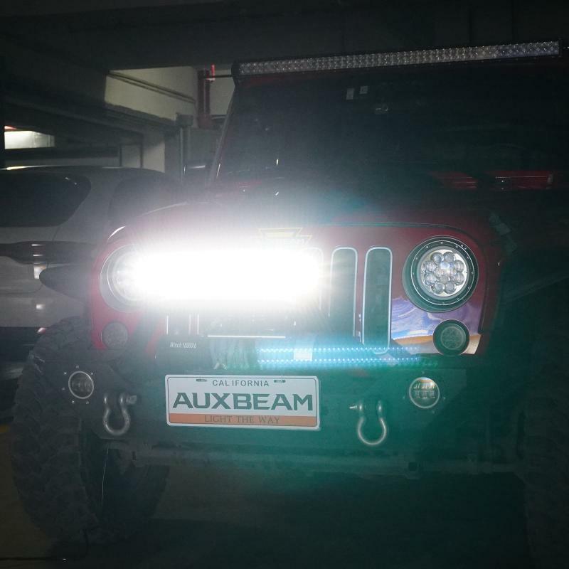 AUXBEAM 20″ LED Work Light Bar Strobe Flash Amber for Jeep Wrangler JK TJ CJ YJ