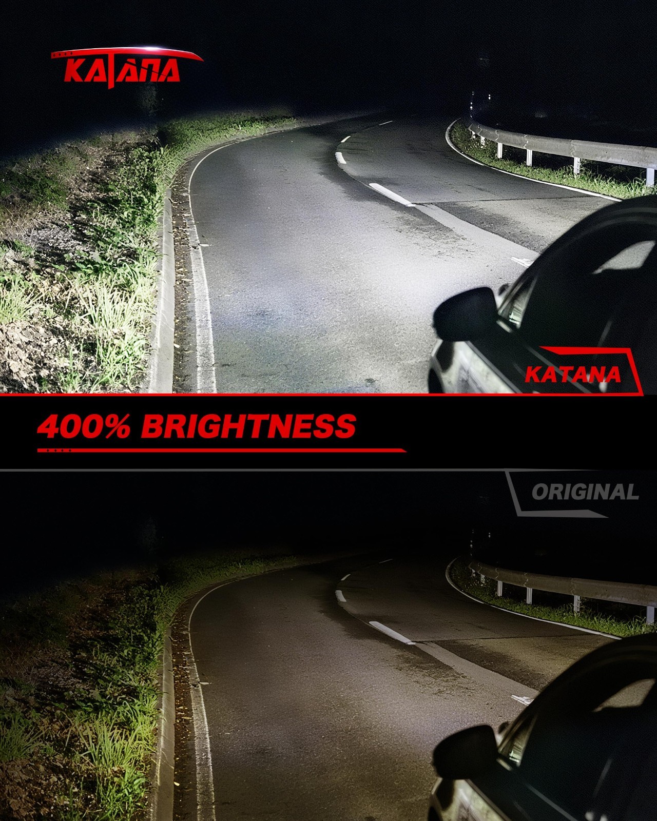 KATANA 9005 H11 Bulbs Combo, 800% Brightness 6500K White Plug and Play 1:1 Size