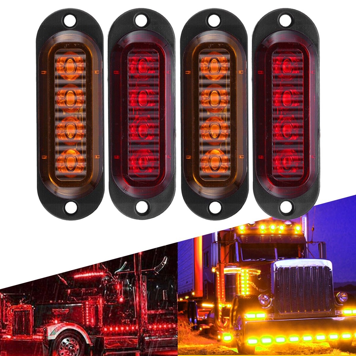 Trailer Truck Red/Amber LED Clearance Side Marker Turn Lights Signal Light USA