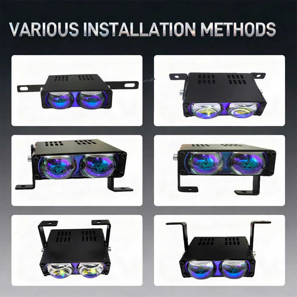 Pair White/Yellow Dual Color 120W Mini LED Projector Lens Driving Fog Lights
