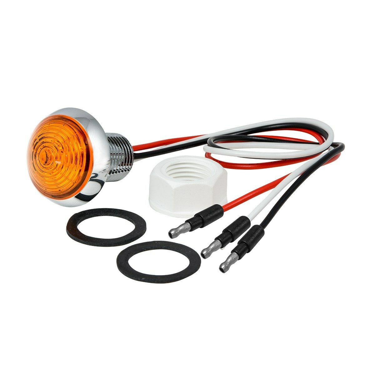 Pair 1-1/4″ Dual Function Amber LED Marker Light VTG/Classic Mini Moon Chrome