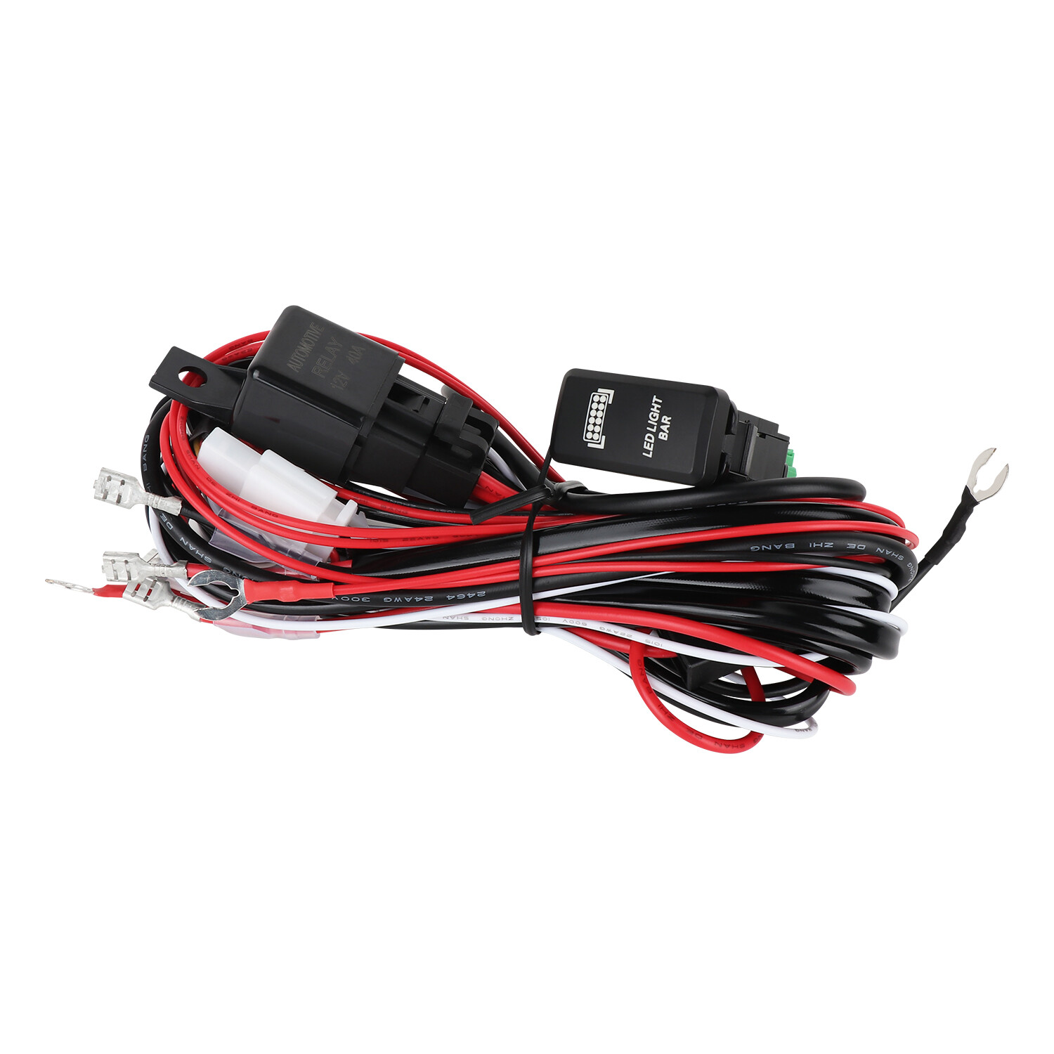 2 Leads Wiring Harness ON-OFF Rocker Switch Relay LED Work Light Pods Bar 12V