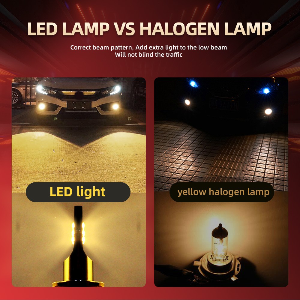 2Pcs 6000K LED Fog Light Bulbs 881 Yellow High Power Lamps 25000LM