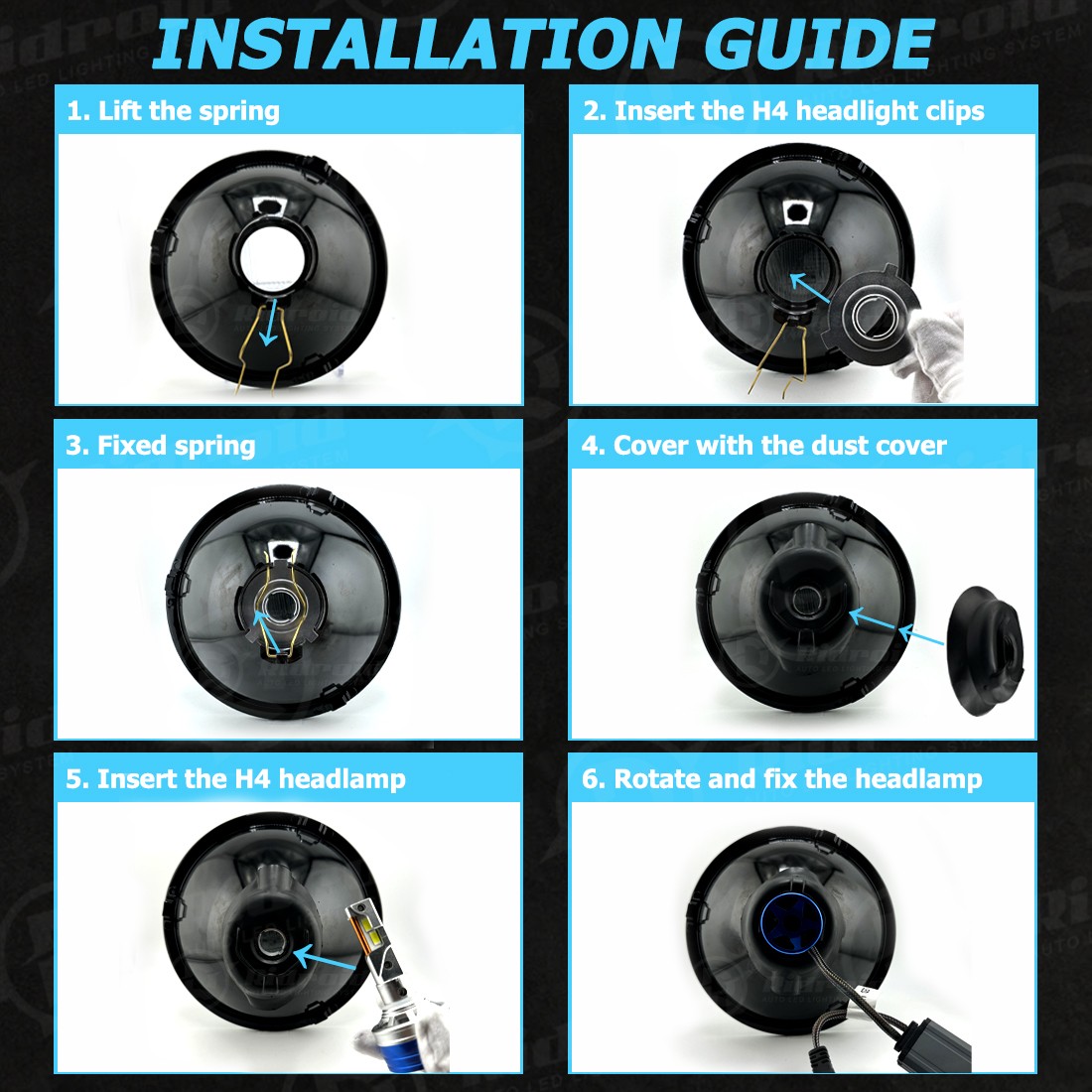 7 Inch LED Round GLASS Headlight Original Classic Look + LED H4 Bulb Conversion