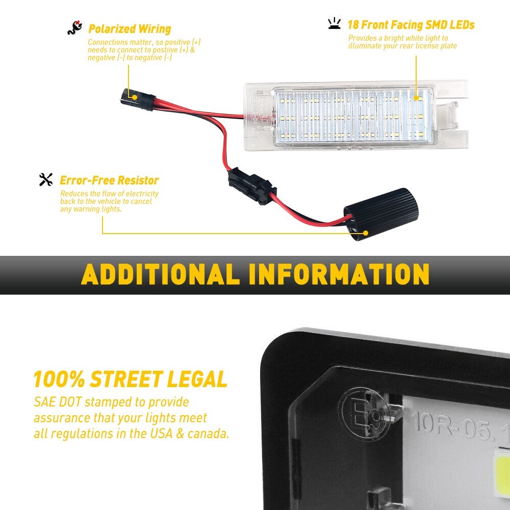 6000K WHITE LED License Plate Light Super For Bright Chevy Camaro Malibu VoltO