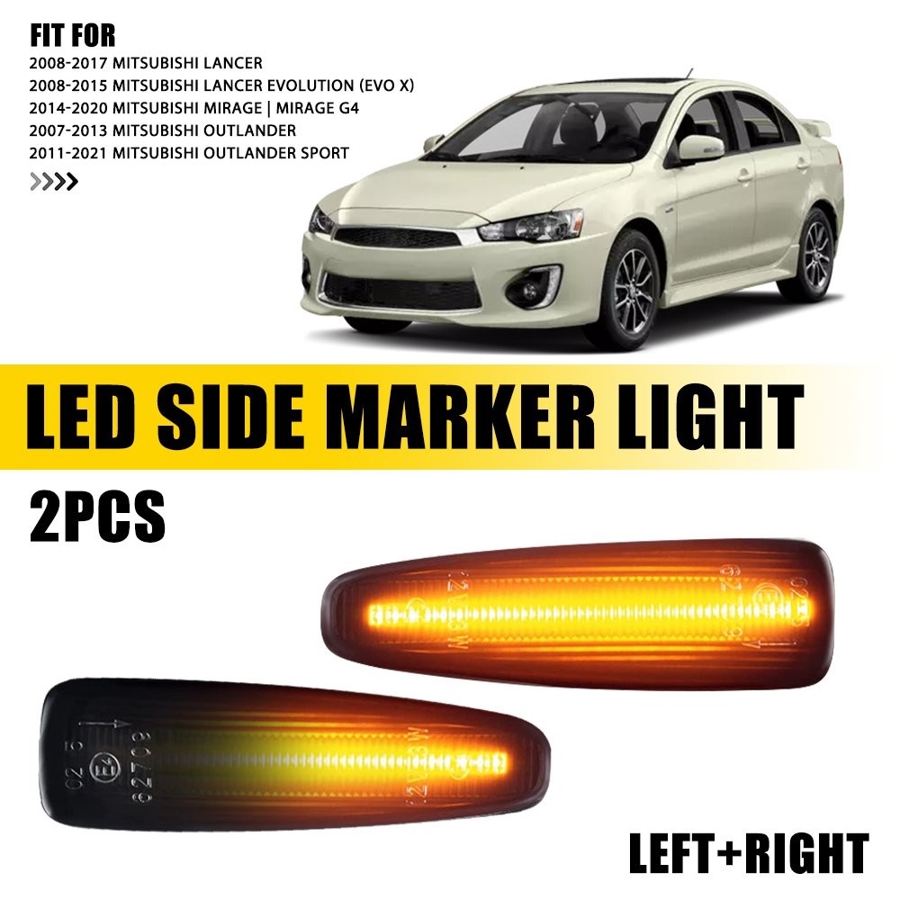 Smoke Full LED Front Fender Signal Lights Side Marker Fit Lancer EVO X Mirage