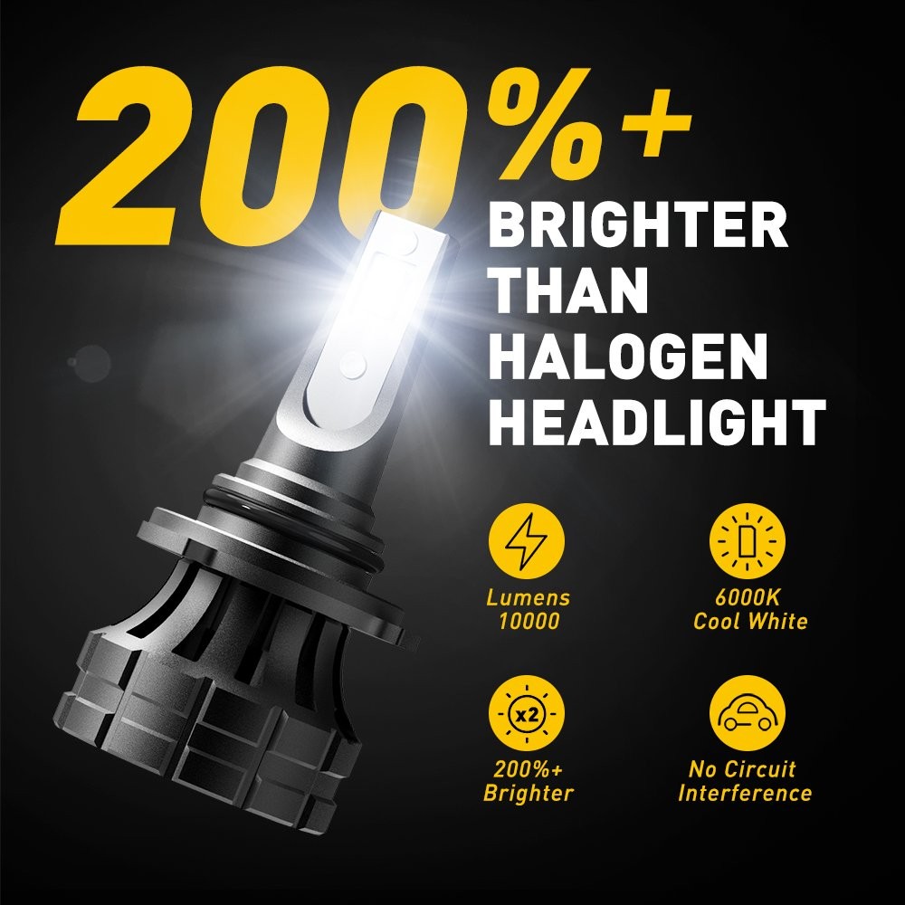 9005 AUXITO HB3 LED 9006 Headlight Bulbs Kit High Beam 6000K White 20000LM Z1 D