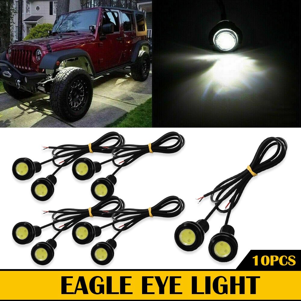 10X White 12V For Eagle Eye LED Daytime Running Drl Backup Light Car Rock Lamp