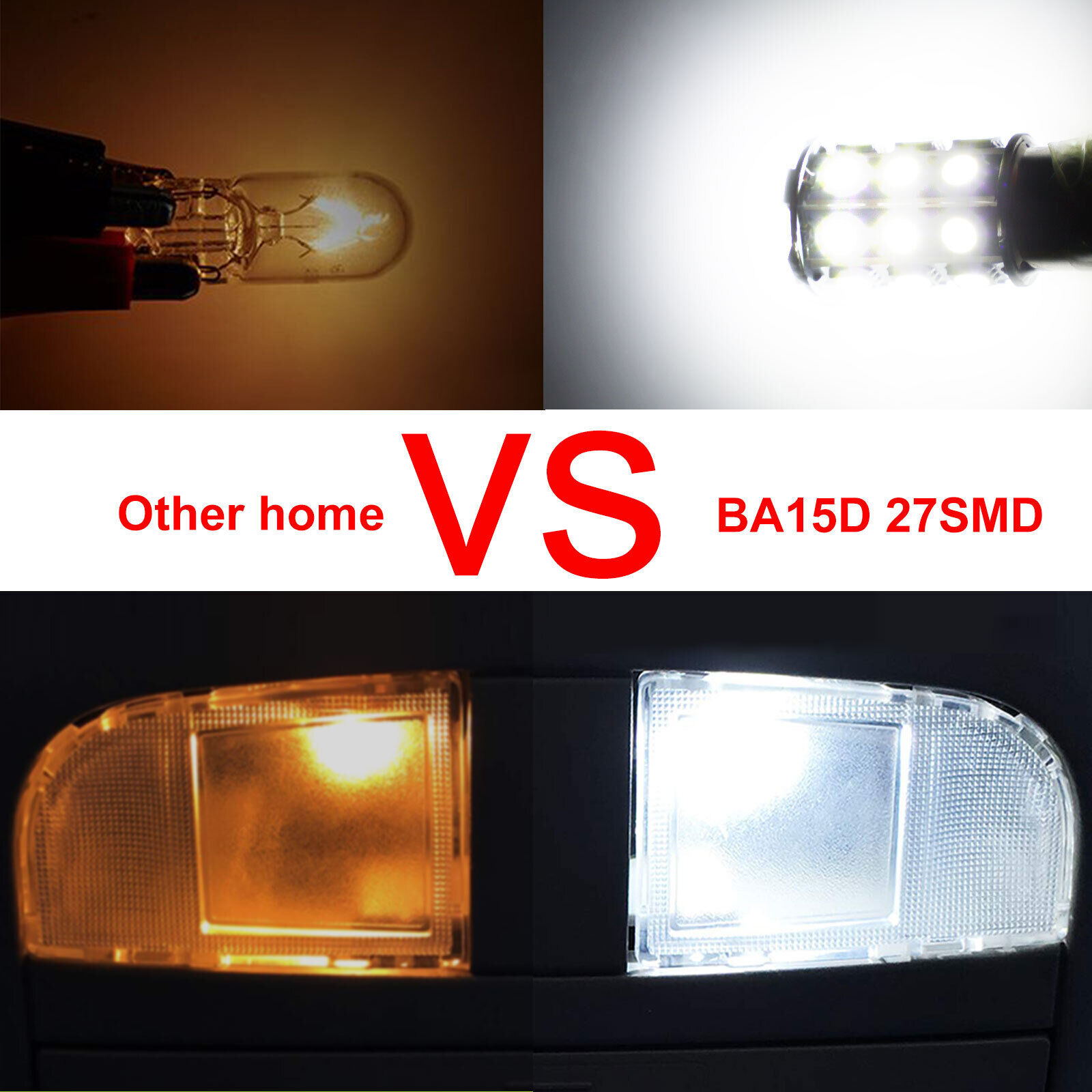 4X BA15D 27SMD RV Camper Boat LED Interior Light Bulb 1076 1142 1004 Super White