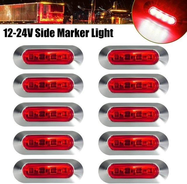 10PCS DC12V-24V 4 LED Side Marker Indicator Lights Lamp Front Rear Tail Lamp