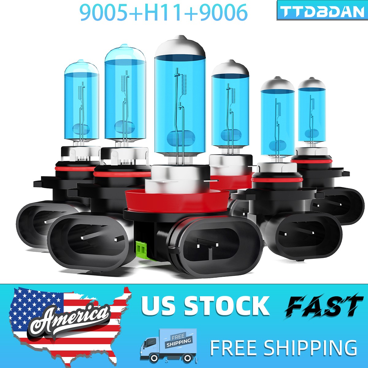 6PCS 9005+H11+9006 High Low Fog Beam Halogen Headlight Bulbs Combo Warm White