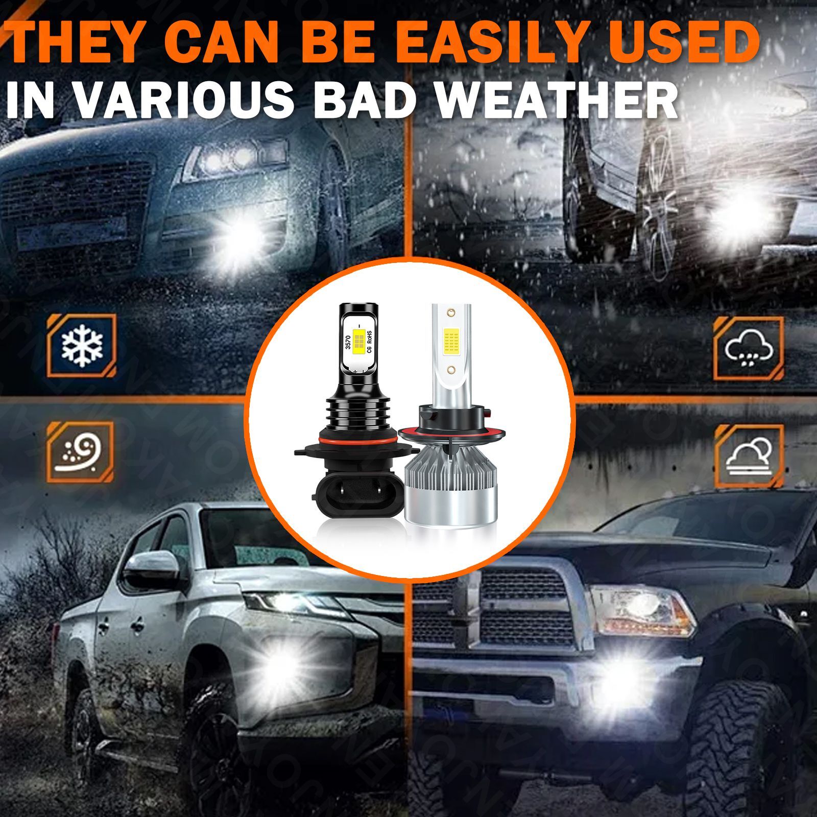 For Dodge Ram 1500 2006-2010 4Pcs 9008 H13 9145 LED Headlight Bulbs Fog light